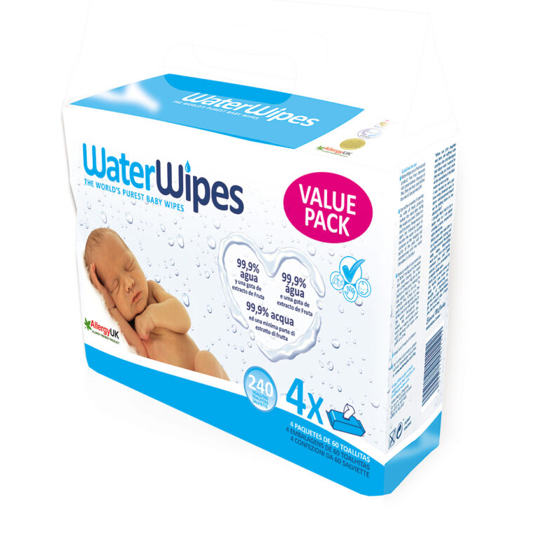 Salviette umidificate WaterWipes - confezione da 4x60 pz.