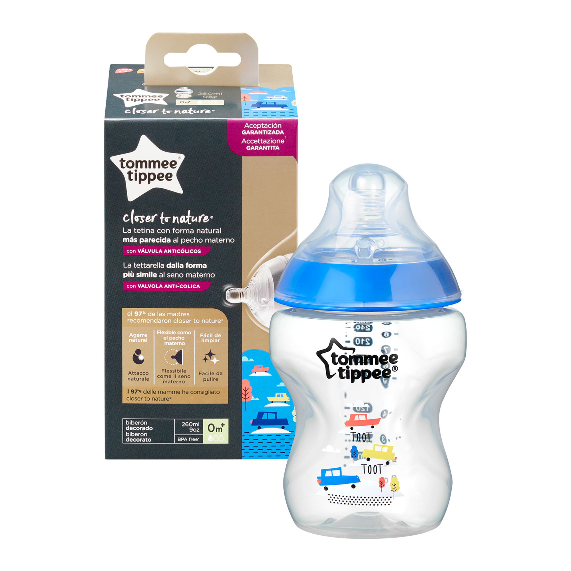 Tommee Tippee Kit di Biberon Closer to Nature per Neonati, Tettarella  Simile al Seno a Flusso Lento con Valvola Anticolica, Dimensioni Misti, Blu  : .it: Prima infanzia