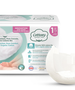 I pannolini Cottony, costituiti da cotone 100% Bio, aiutano a prevenire arrossamenti e irritazioni, rispettando la pelle del tuo bambino.