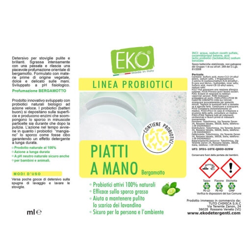 Piatti a mano con probiotici inci